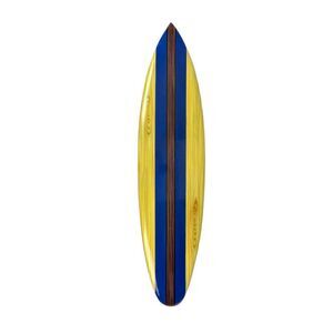 Vintage-Inspired Blue Striped Wooden Surfboard Wall Hanging 39-Inch